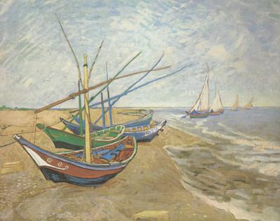Vincent Van Gogh Fishing Boats on the Beach at Saintes-Maries (nn04) oil painting image